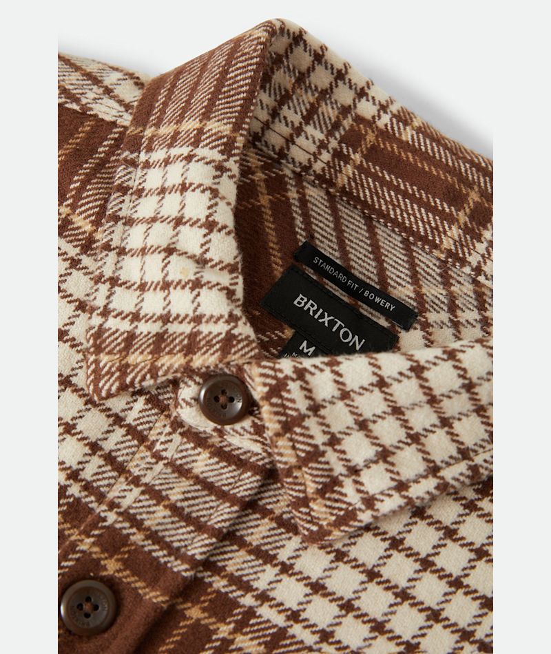 Brixton Bowery Heavy Weight L/S Flannel - Pinecone Brown / Whitecap